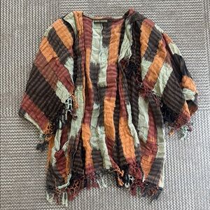 Moon Weaver Handwoven Lagenlook Patchwork Fringe Jacket Shawl, OS